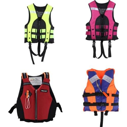 Universal Outdoor Swimming Boating Skiing Driving Vest Survival Suit Polyester Life Jacket for Adult Children with Pipe