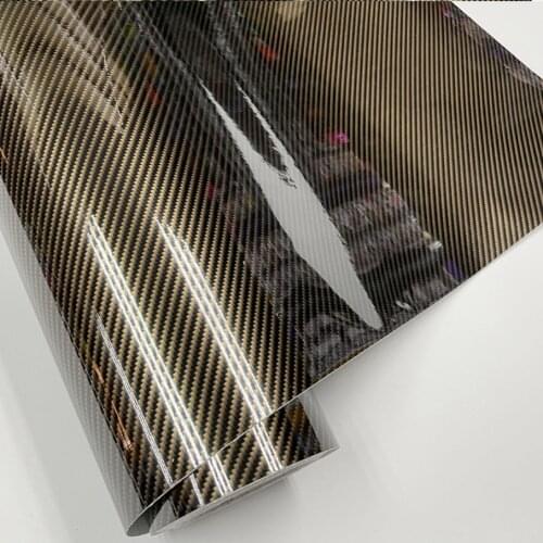 Premium Glossy twill Gold 2D Carbon Fiber Vinyl Film Car Wrap Foil with Air Release Car Sticker Auto Exterior Accessories Decals