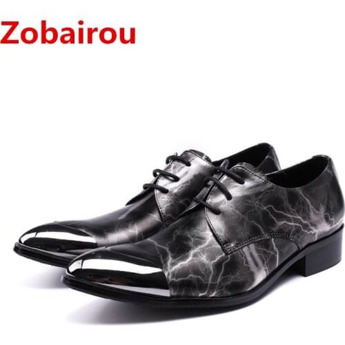 Zobairou mens patent leather black shoes luxury iron pointed toe dress shoes oxford shoes for men elegant prom formal shoes men