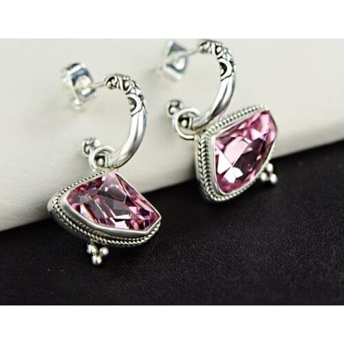 2018 Rushed Sale Amethyst Brinco Manual Mosaic Twist Silk Crystal Earrings Womens Fashion Personality Thai Jewelry Wholesale