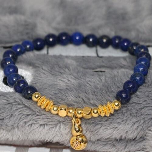 Blue Natural lapis lazuli stone 6mm 8mm round beads For Chainstrand bracelet ladies jewelry gifts 7.5inch B1927