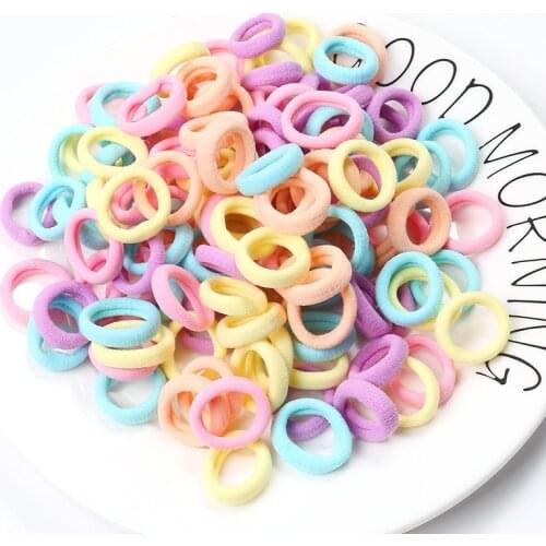 50pcs Striped Lovely style kids Elastic Hair Bands 6 colors mixing Childrens Head rope hair accessories for girls