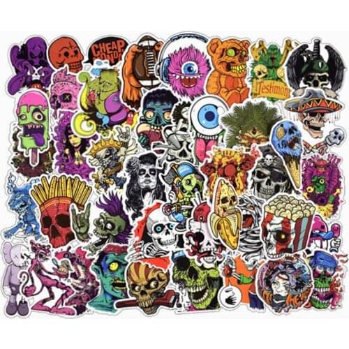 50Pcs Mixed Horror Series Graffiti Punk Stickers for Laptop Skateboard DIY Guitar Helmet Luggage Waterproof Car Decals Sticker