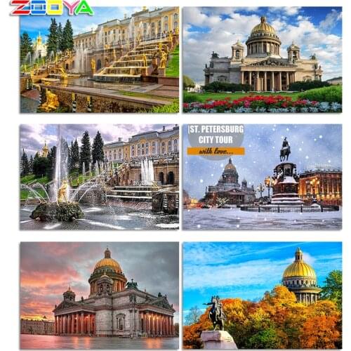 5D Diamond Painting Saint Petersburg Rhinestone Cross Stitch Full Square Diamond Embroidery City Diamond Mosaic Home Decor JM060