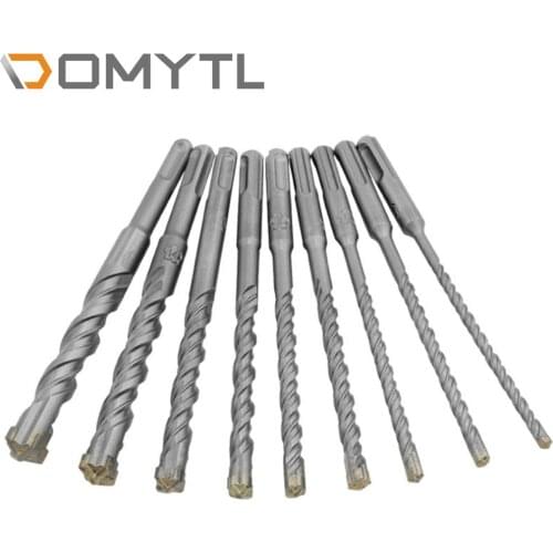 9PCS Rotary Hammer Two Pits Slots Round Handle Cross Drill Bit Concrete Punch Drilling 5-16mm