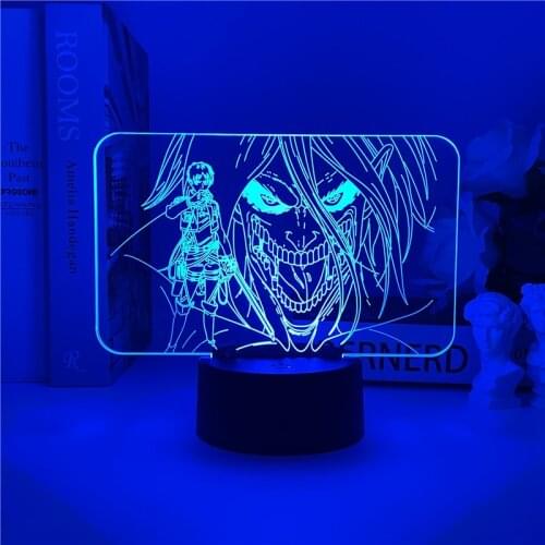 Acrylic 3d Led Night Light Eren Yeager Figure Bedroom Decor Nightlight Dropshipping Battery Powered Lamp Attack on Titan Gift