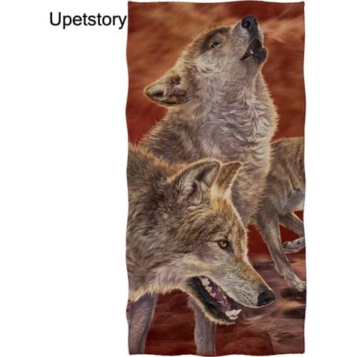 Upetstory Large Thick Bath Shower Towels 3D Animal Wolf Print Cotton Beach Towel for Women Men Travel Swimming Yoga Blanket