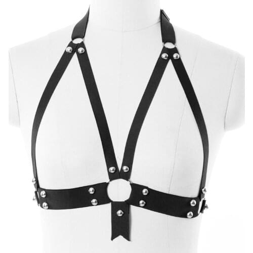 Punk Rave Body Harness Bra Black Sexy Lingerie Goth Top Cage Bra Elastic Body Harness Belt Bondage Hollow Lingerie