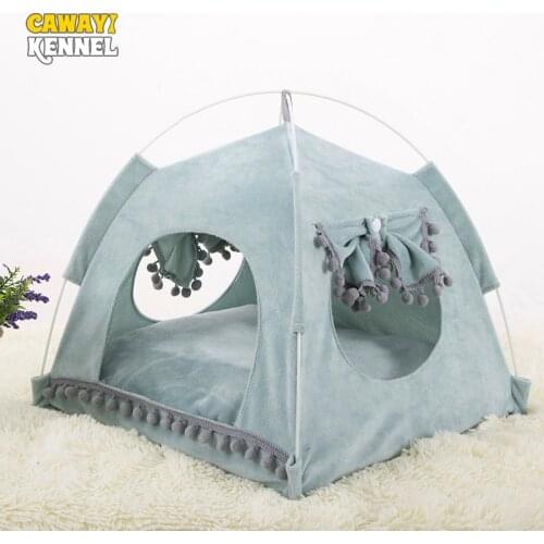 CAWAYI KENNEL Cute Dogs Cats Cooling Bed Tent Den In Summer Removable Washable Collapsible Pet Princess Room for Cats Dogs D2298