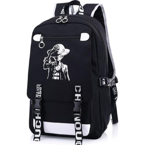 One Piece Fashion Casual Youth Luminous Oxford School Backpack Cartoon Character Unisex Shoulders Bags