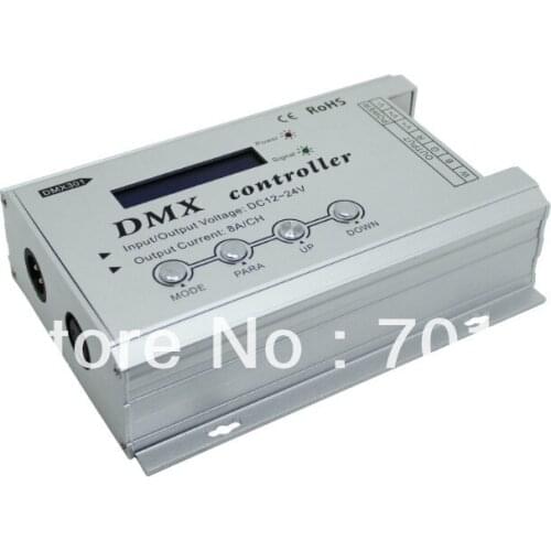 DMX constant voltage decoder with LCD display;DC12-24V input;8A*3channel PWM output