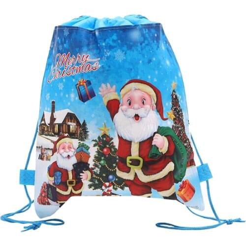 Kids Favors Mochila Non-woven Fabrics Baby Shower Decorations Drawstring Gifts Bags ChristmasTheme 12pcs/lot