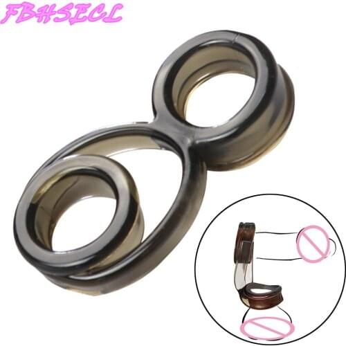 FBHSECL Double Penis Ring Cock Ring Delay Ejaculation Sex Toys for Men Male Sex Products Silicone 8 Word Shaped Sex Shop Erotic
