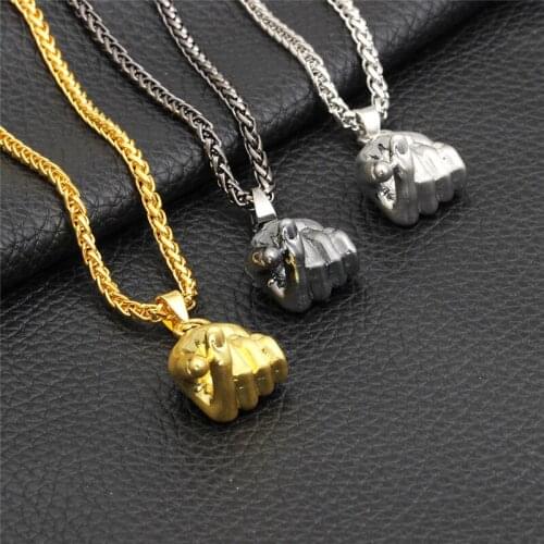 GOINHOT 12pcs/lot Rock Hand Gesture Pendant Necklace Punk Rock&Roll Hand Chain Necklaces Jewelry For Men Women 2020 new