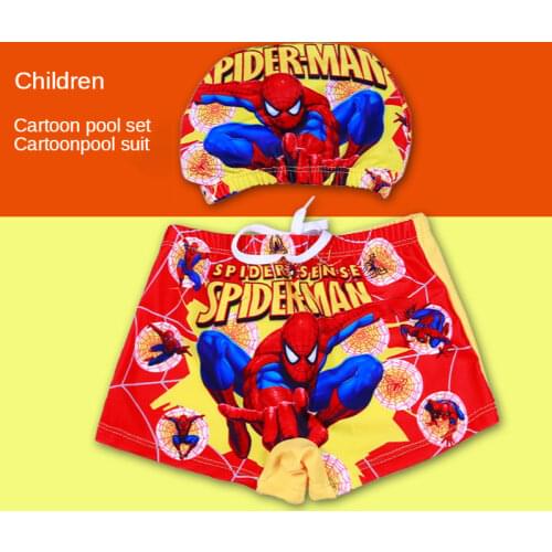 2pcs Marvel Spider-Man Children Swimsuit Swimming cap Trunks Baby Boys and girls Trunks Swimsui Summer Swim Wear Shorts Cartoon