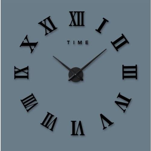 Fashion Digital Wall Clock Roman Numerals Design 3D Large Round Wall Clock DIY Self Adhesive Living Room Clocks for Home