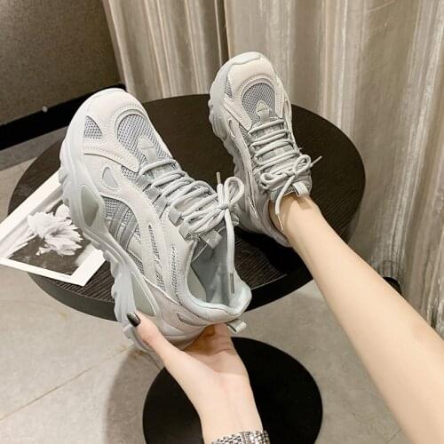 Fashion Breathable Casual Running Shoe Womens Chunky Sneakers Thick Bottom Platform Vulcanize Shoes for Woman Female