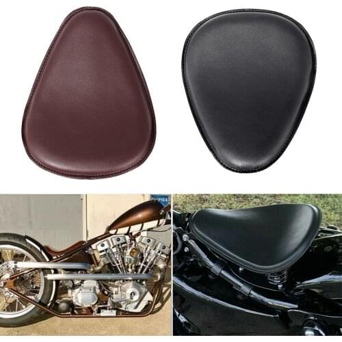 1 PCS Motorcycle Brown/ Black Front Driver Solo Seat Cushion PU Leather For Harley Honda Yamaha Kawasaki Bobber Chopper