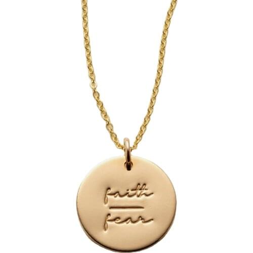 Delicate Faith Over Fear Inspired Necklace Simple Mind Over Matter inspirational Disc Pendant Necklace Jewelry 15mm ,18inch