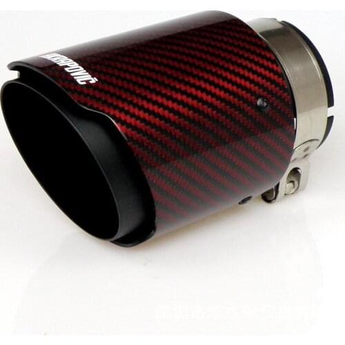 The new black and red single-out carbon fiber Scorpio universal car exhaust muffler modification tail throat modification