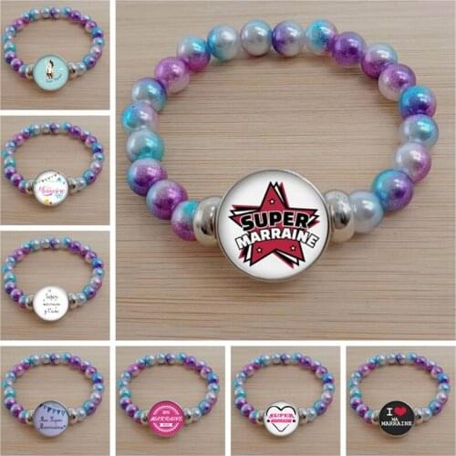New product hot sale super godmother godfather bracelet super hero thanks godmother glass beads bracelet jewelry gift