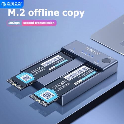 ORICO M2P2-C3-C Dual Bay M.2 NVMe SSD Docking Station 10Gbps USB 3. 1 Type-C Solid State Hard Disk Multi-disk Copy Cloning Dock