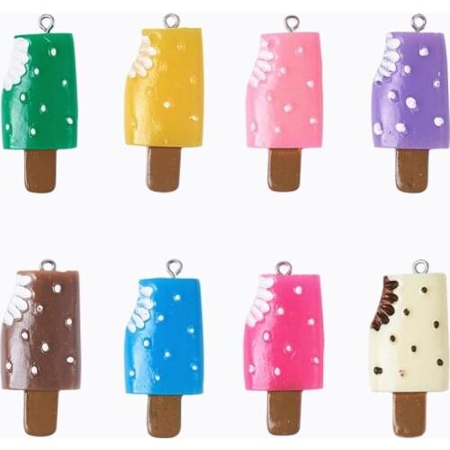 PandaHall 200pc 44x20x11mm Cute Resin Ice Cream Sticks Popsicle Pendants for Kids Child Necklace Jewelry Making DIY Accessories