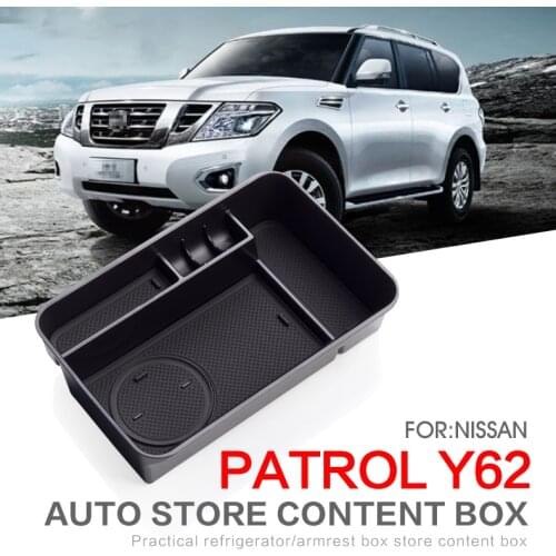 Smabee for Nissan Patrol Y62 2011 ~ 2018 Armrest Box Storage Car Organizer Accessories Coin storage 2012 2013 2014 2015 2016