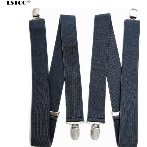 3.5 cm Wide Solid Color No Cross Suspenders Men 4 Strong Clips Women Suspender For wedding Party Trouser Braces