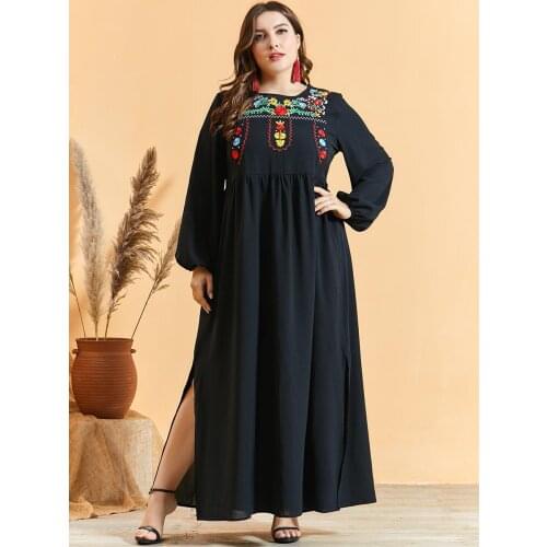 Ramadan Muslim Abaya Dress Women Embroidery Hijab Dresses Jilbab Turkey Islamic Vestido Djellaba Moroccan Kaftan Arabic Elbise