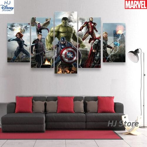 Marvel Moive Super Hero 5 Panels Famous Comic Printing Canvas Painting Art Avengers Posters For Your Home Room Office Wall Decor