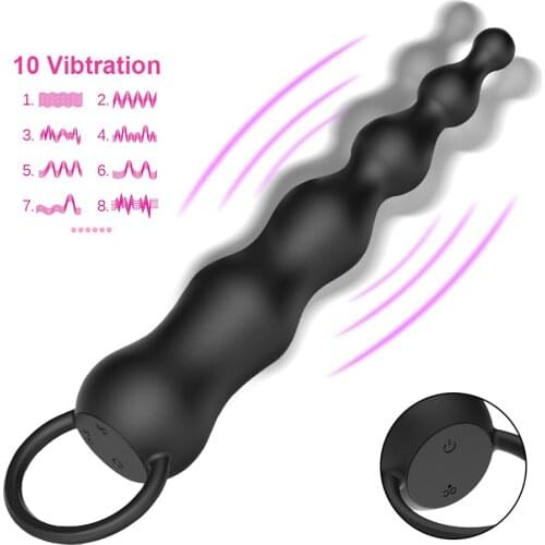 With Pull Ring 10 Modes Vibrators Anal Beads Butt Plug For Women Men Prostate Massager Vaginal G Spot Stimulator Sex Toys Erotic