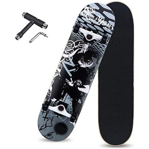 Skateboard Standard Cruiser Complete Canadian Maple 7 Layers Double Kick Concave Skate Boards for Kids Adult Boy Skateboards
