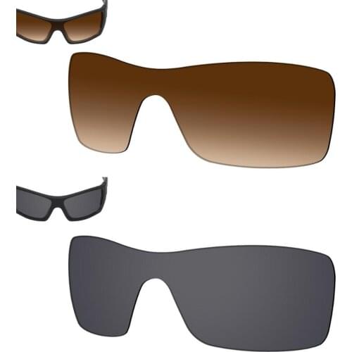 SmartVLT 2 Pieces Polarized Sunglasses Replacement Lenses for Oakley Batwolf-Brown Gradient and Solid Black