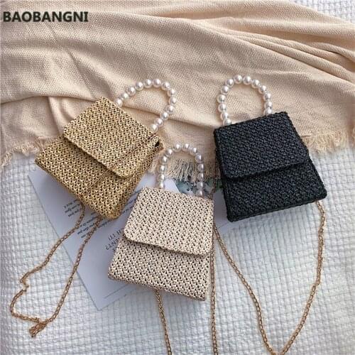 Straw Bag Handbags Women Summer Rattan Bag Wild Messenger Bag Shoulder Small Square Handmade Woven Beach bolso mujer