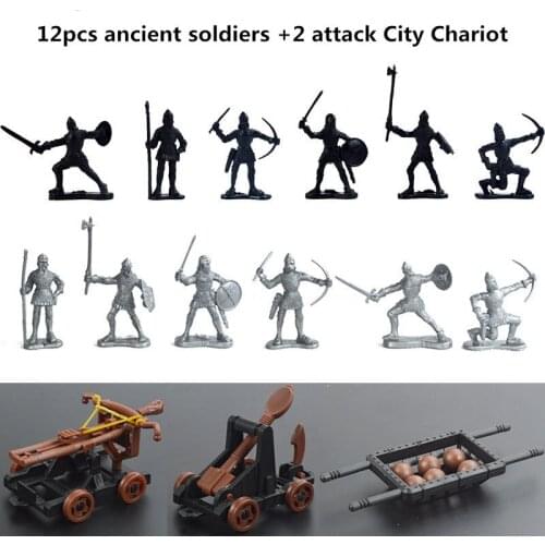 Medieval Military War Simulation Warriors Ancient Soldier Military attack a city War chariot figures Model for Children Gifts