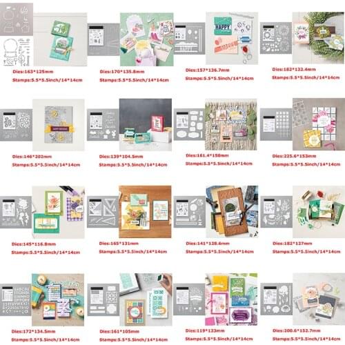 Cutting Dies and Clear Stamps Bouquet Wreath Petals Globe Triangle Grid Line Edge Symmetrical Geometry Capital Alphabet Words #1