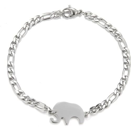2021 Fashion Jewelry Stainless Steel Elephant Bracelet Charm Retro Simple Titanium Steel Womens Bracelet Pulseras Mujer