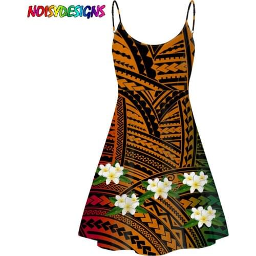 NOISYDESIGNS Spaghetti Strap Gradient Mini Bodycon Dress Women Sleeveless Hibiscus Polynesian Tribal Prints Female Dress Vintage