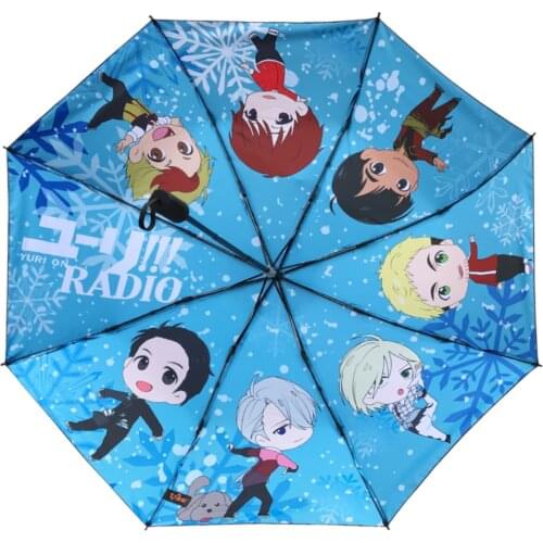 Yuri On Ice Victory Anime Umbrella Three-Folding Non-Auto Umbrella Cartoon Windproof Folding Sun Rain Lolita