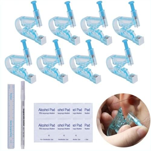 ZS 2-8pcs/lot No Pain Disposable Ear Stud Piercing Tool Kit Ear Helix Tragus Cartilage Gun Tools Painless Body Piercing Tool Kit