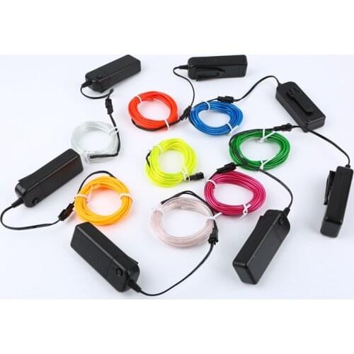 1m 3m 5m 3V Flexible Neon Light Glow EL Wire Battery Powered Rope Tape Cable Strip LED Neon Sign for Shoes Clothing Waterproof