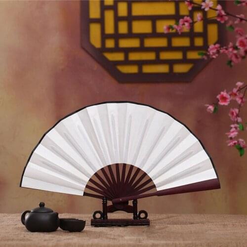 1pcs Chinese Japanese DIY Plain Color Bamboo Large Rave Folding Hand Fan Event Party Supplies For Men/Women