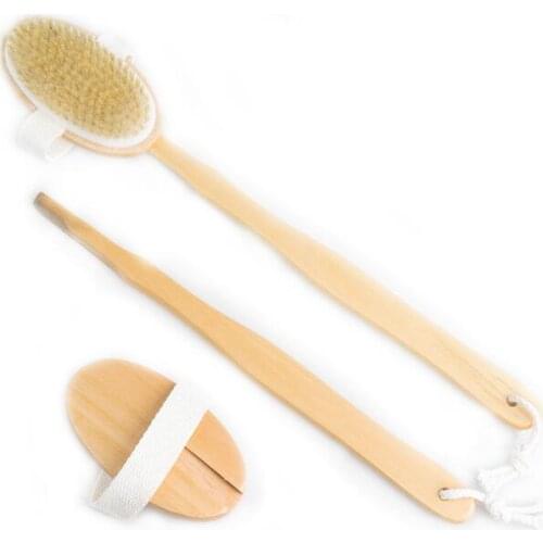 100pcs Fashion Hot Natural Long Wooden Bristle Body Brush Massager Bath Shower Back Spa Scrubber #3896645