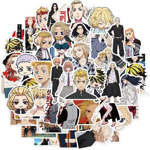 50Pcs/Set Tokyo Revengers Hot Anime Stickers Manjiro Ken Takemichi Laptop Skateboard Bike Helmet Luggage Waterproof Decal Toy