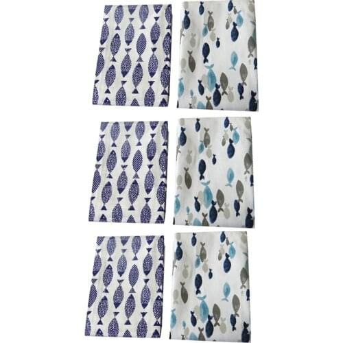 6Pcs Cotton Table Napkins Cloth Tea Towel Absorbent Scouring Pad Reusable Kitchen Towels Cleaning Cloth Handkerchief Party Dinne