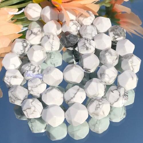 AAA Natural Faceted White Turquoises Howlite Stone Loose Spacer Beads for Jewelry Making DIY Bracelet Necklace 6/8/10m m 15"Inch