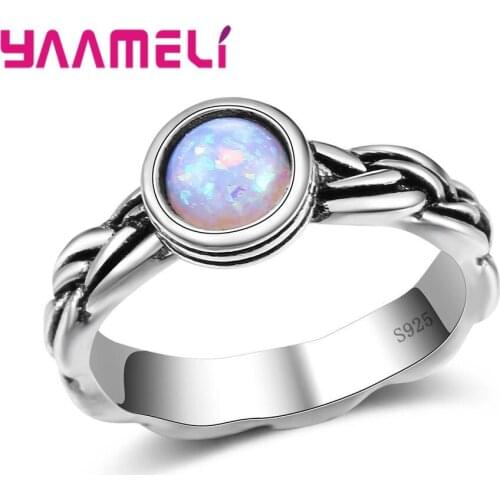 925 Sterling Silver Accessories Round Opal Stone Rings For Men/Women Wonderful Party/Metting Jewelry Top Quality Bijoux