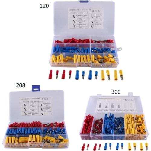 Car Bullet Terminals Wire Connectors Crimp Female Male Butt Insulated Waterproof Electrical Connector Kit 120/208/300pcs