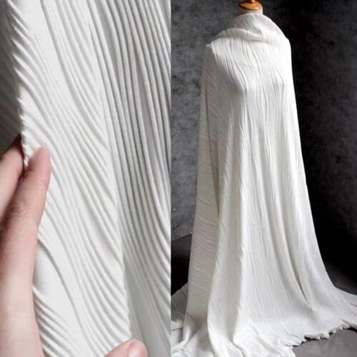 Pleated Fabric Line Texture Elastic 3D Stripes Texture White DIY Patches Skirt Pants Gown Dress Designer Fabric